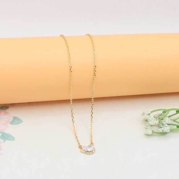 Elegant Rose Gold Necklace with Teardrop CZ Pendant, XPNL0407 - Picture 7 of 12